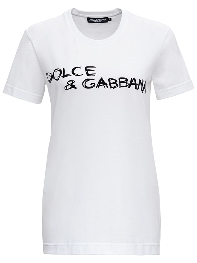 Dolce & Gabbana Cotton T-shirt With Logo Print - White