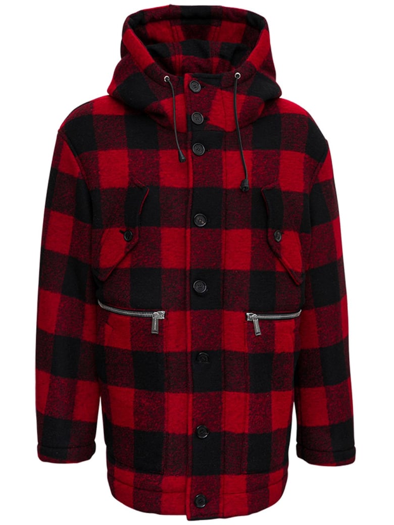 Dsquared2 Wool Check Jacket - Red