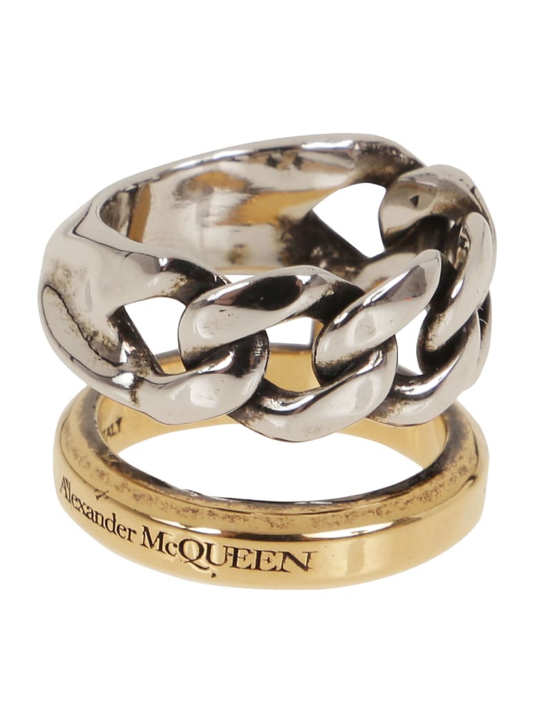 Alexander McQueen Stacked Chain Ring - Ant Gold Ant.silver