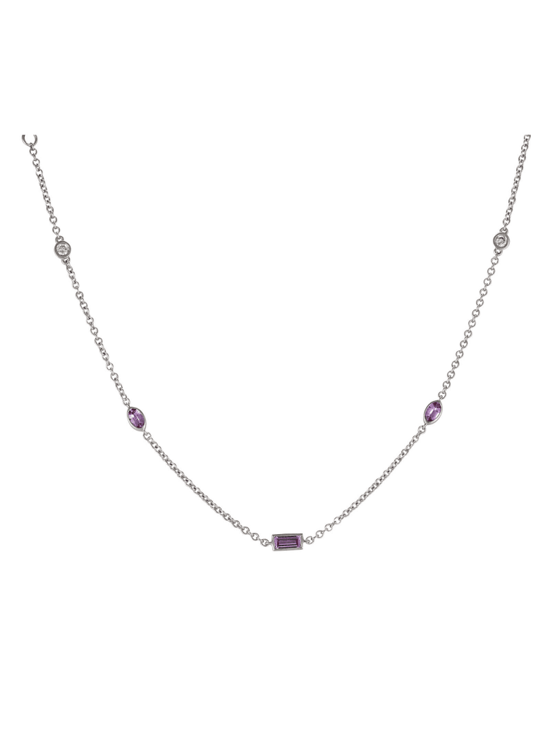 Lo Spazio Jewelry Lo Spazio Pink Sapphire and Diamond Necklace - Pink