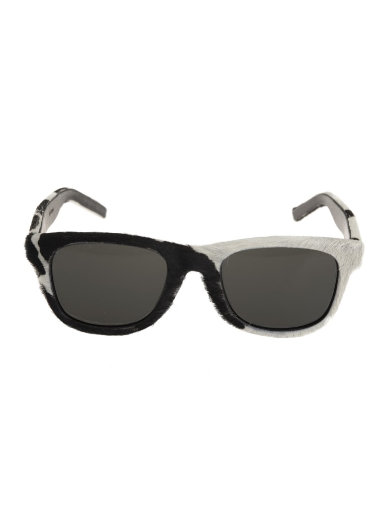 Saint Laurent Classic Sl 51 Sunglasses In Calf Hair - Bianco/nero