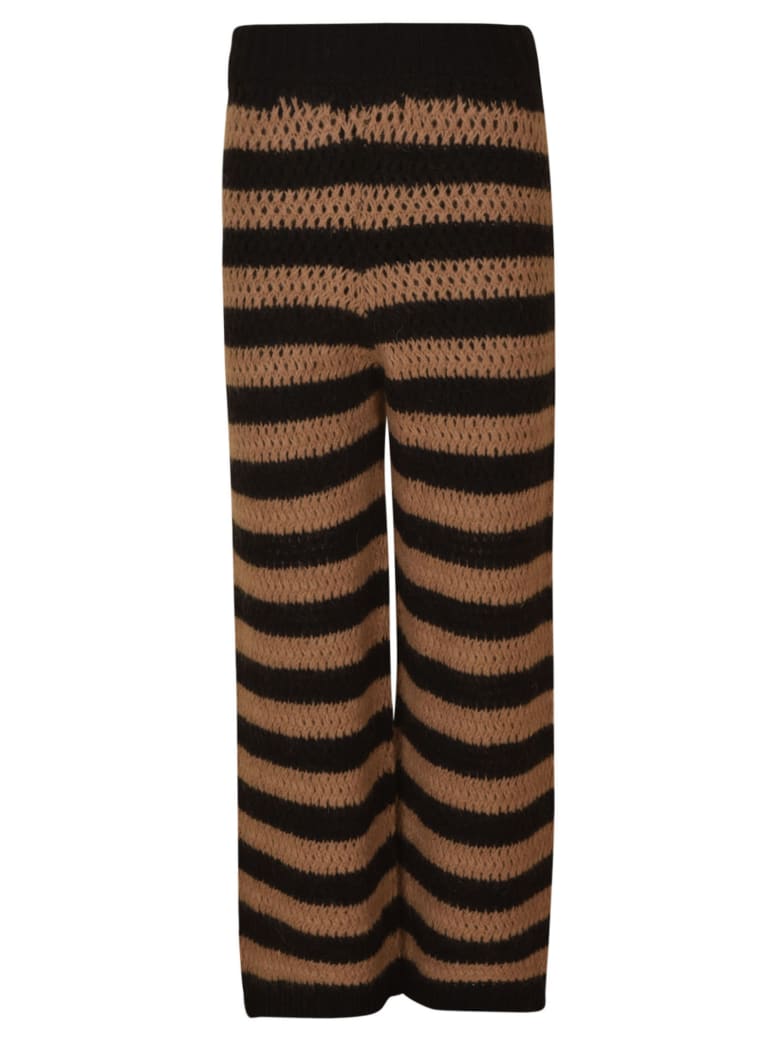 RED Valentino Stripe Pattern Woven Trousers - Brown/Black