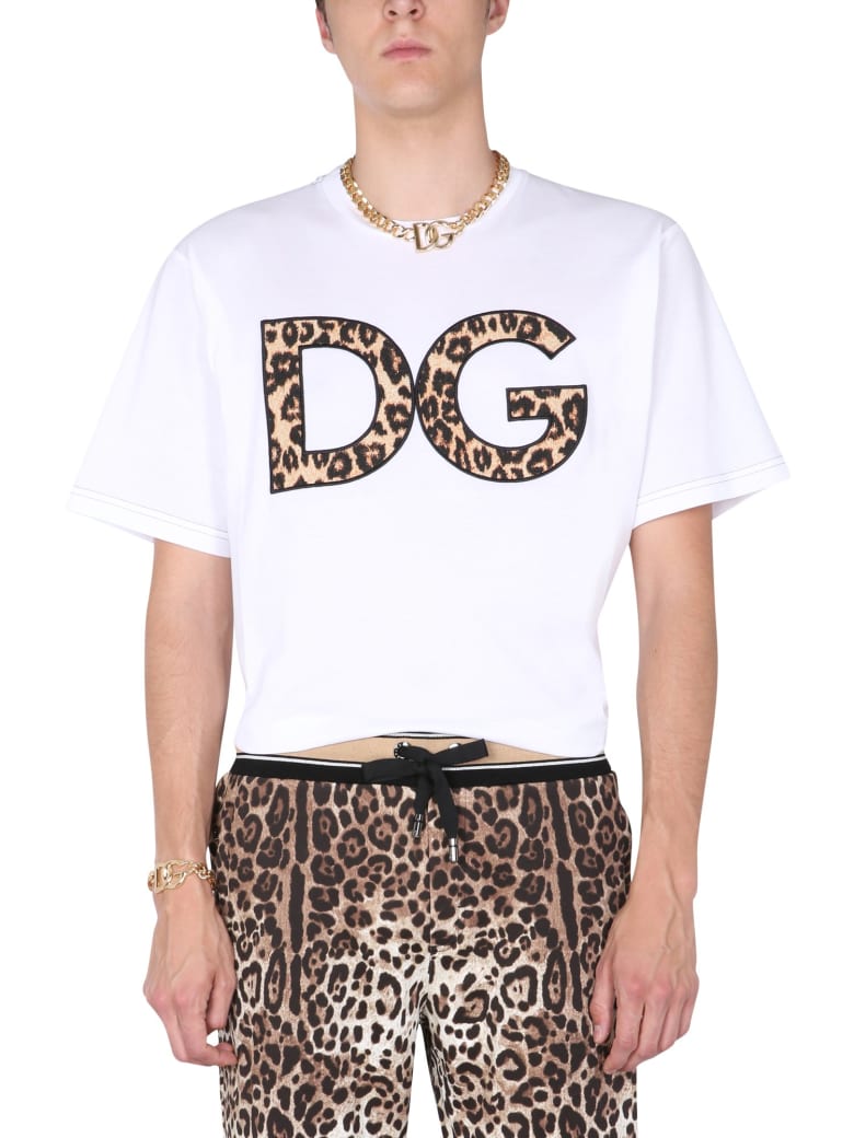 Dolce & Gabbana T-shirt With Leopard Patch - BIANCO