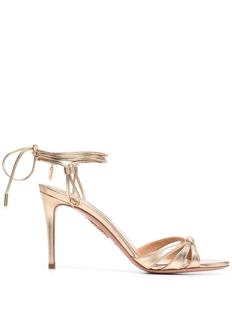 Aquazzura Golden Leather Sole Sandals - Metallic
