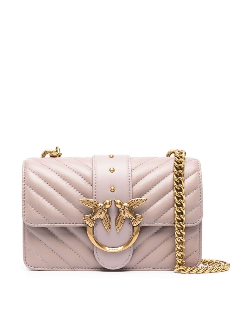 Pinko Love Crossbody Bag In Quilted Pink Leather | italist