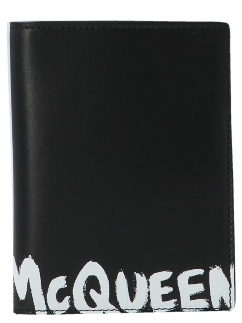 Alexander McQueen 'graffiti' Passport Holder - Black