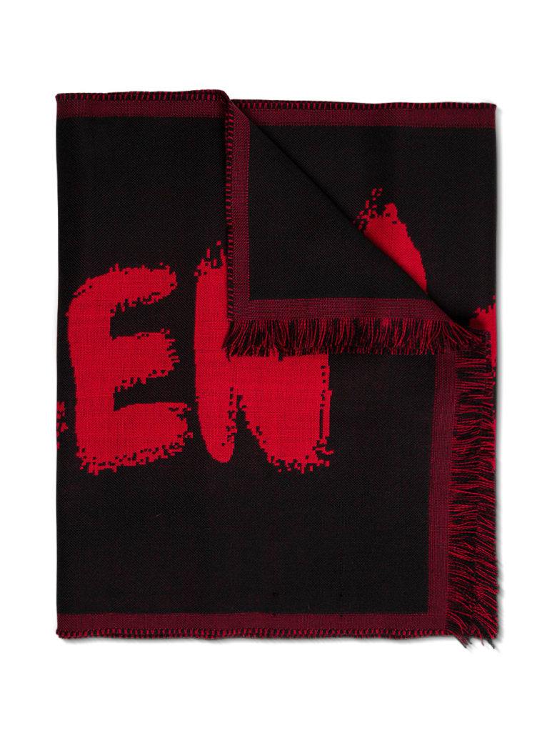 Alexander McQueen Wool Scarf With Logo - Black