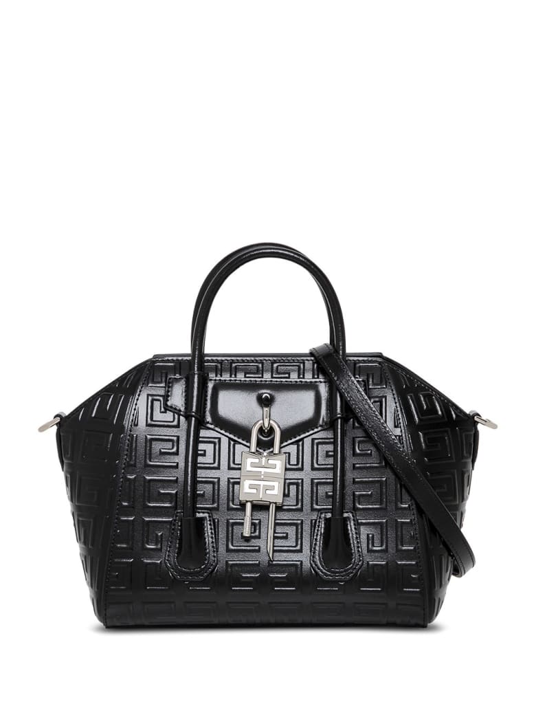 Givenchy Antigona Lock Handbag In 4g Black Leather - Black