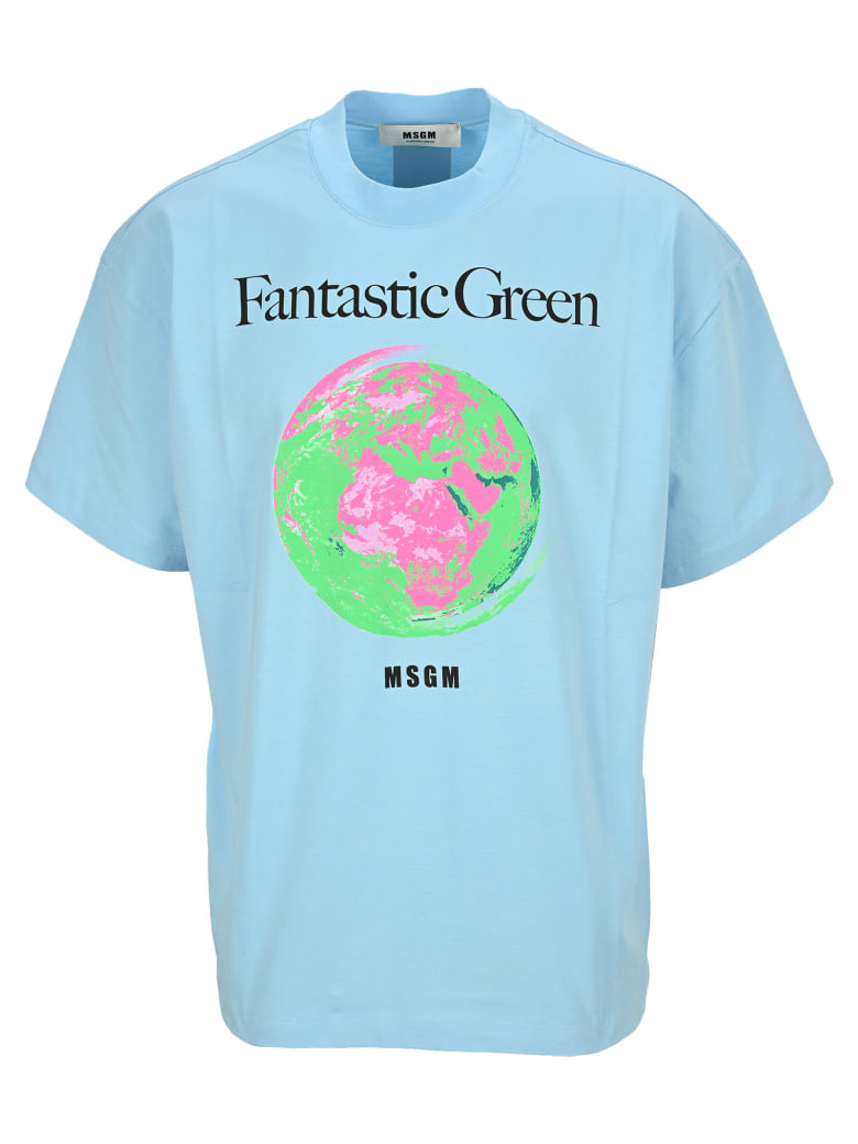 MSGM "fantastic Green" T-shirt - BLUE