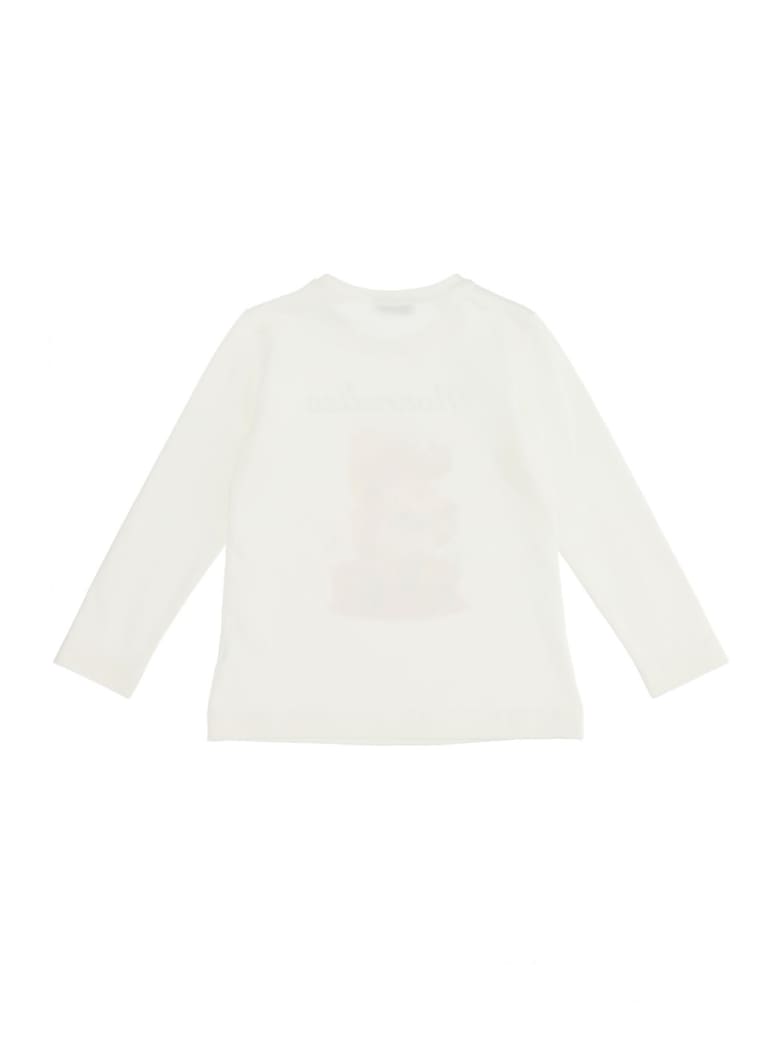 Monnalisa Long Sleeved Shirt With Teddy Bear Print - White