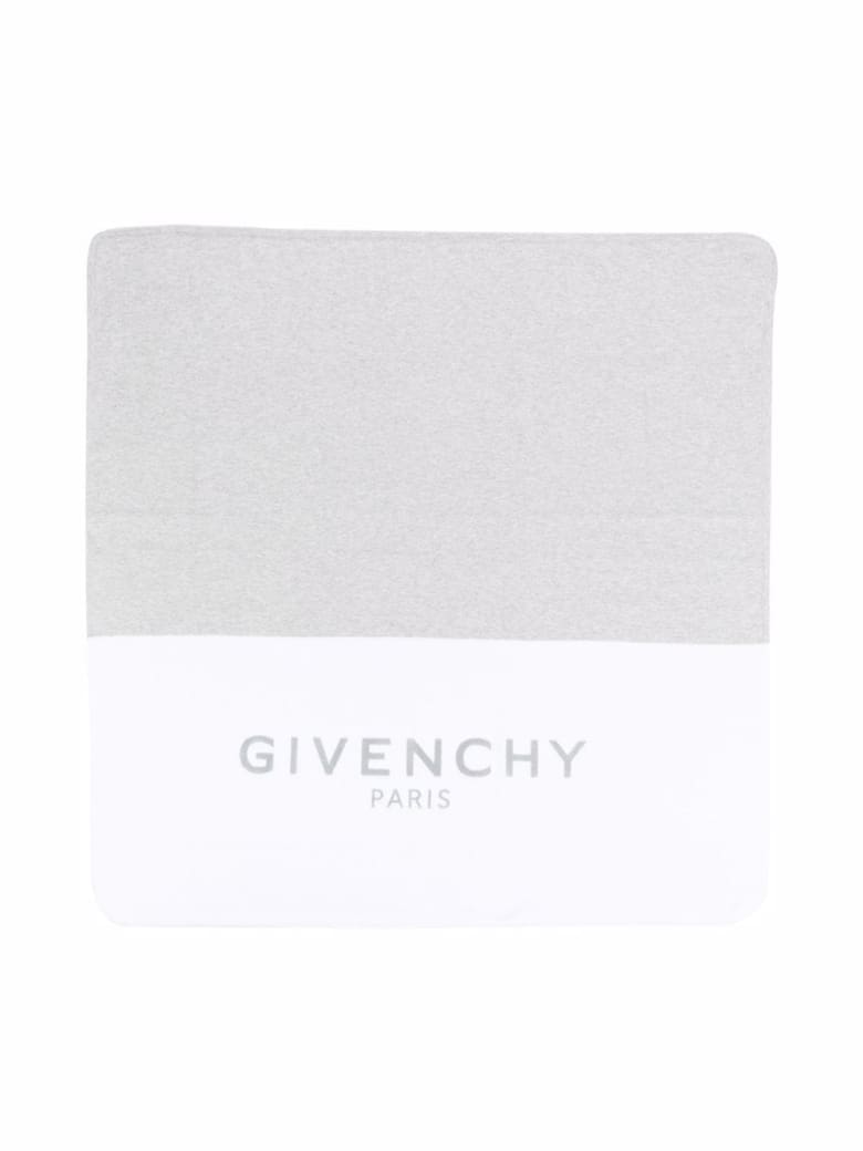 Givenchy Baby White And Grey Blanket In Cashmere And Cotton - Bianco/grigio