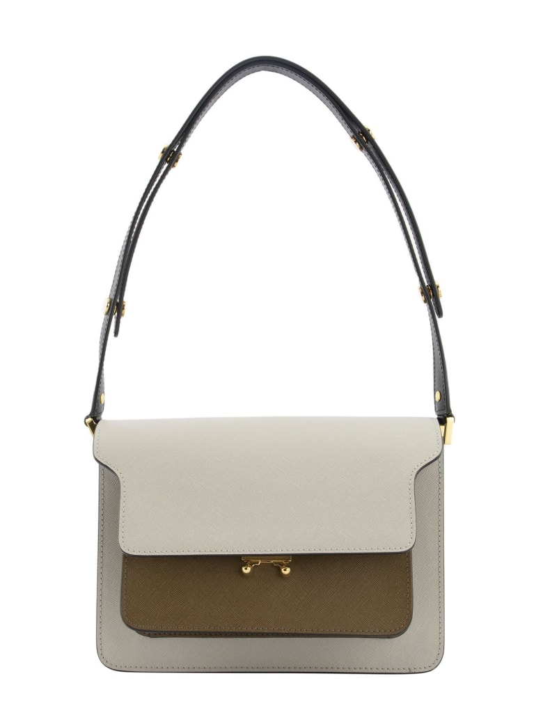 Marni Trunk - Bag In Saffiano Calf - White/cigar