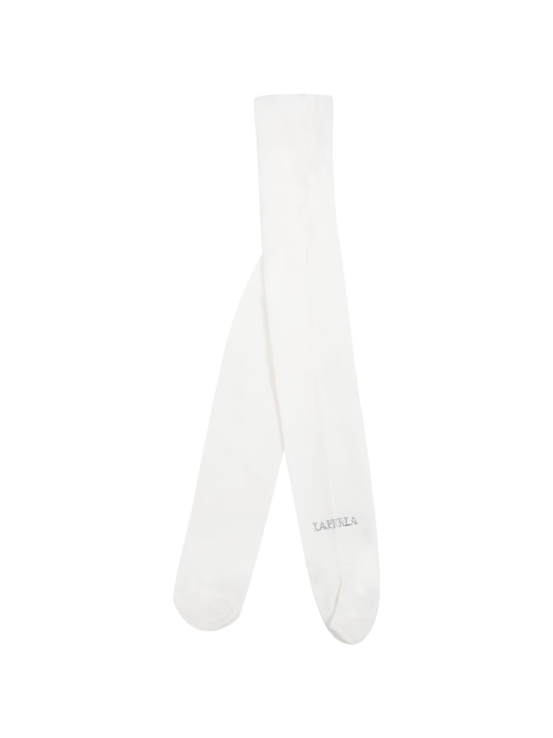 La Perla Ivory Tights For Girl With Strass - Ivory