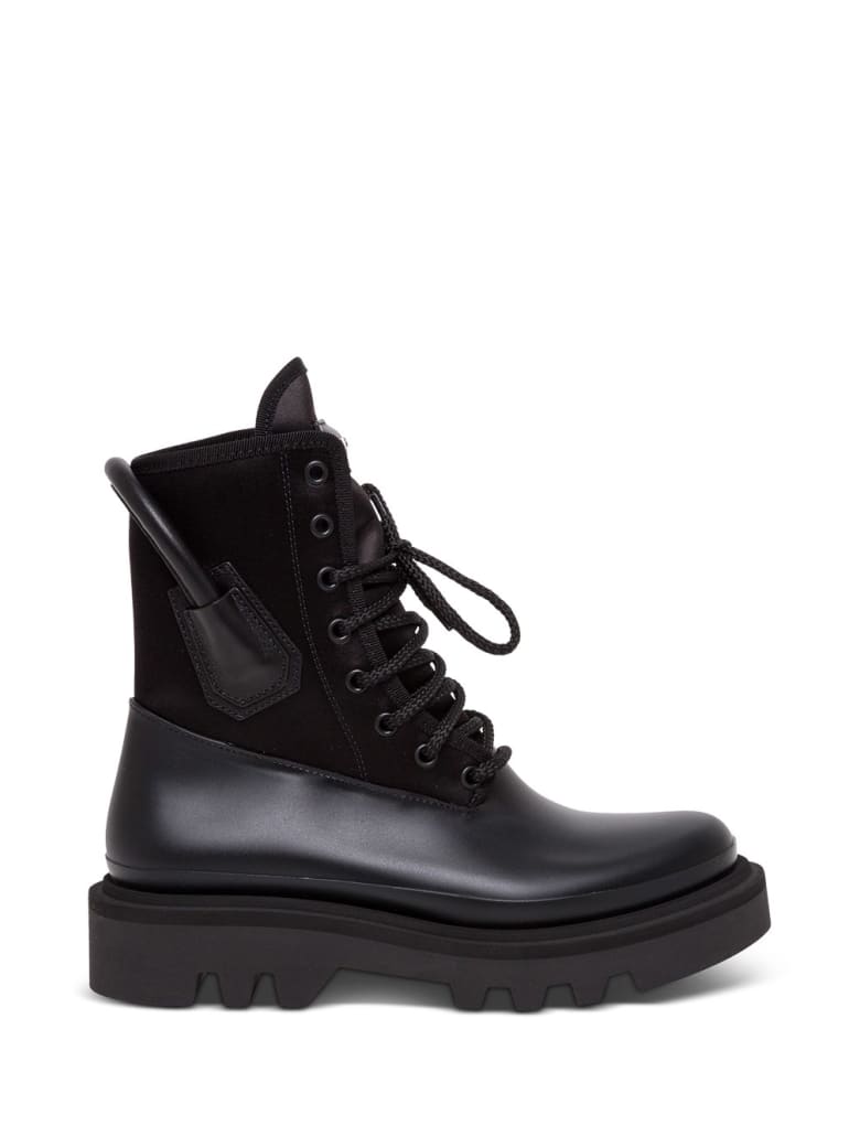 Givenchy Rubber And Leather Combat Black Boots - Black