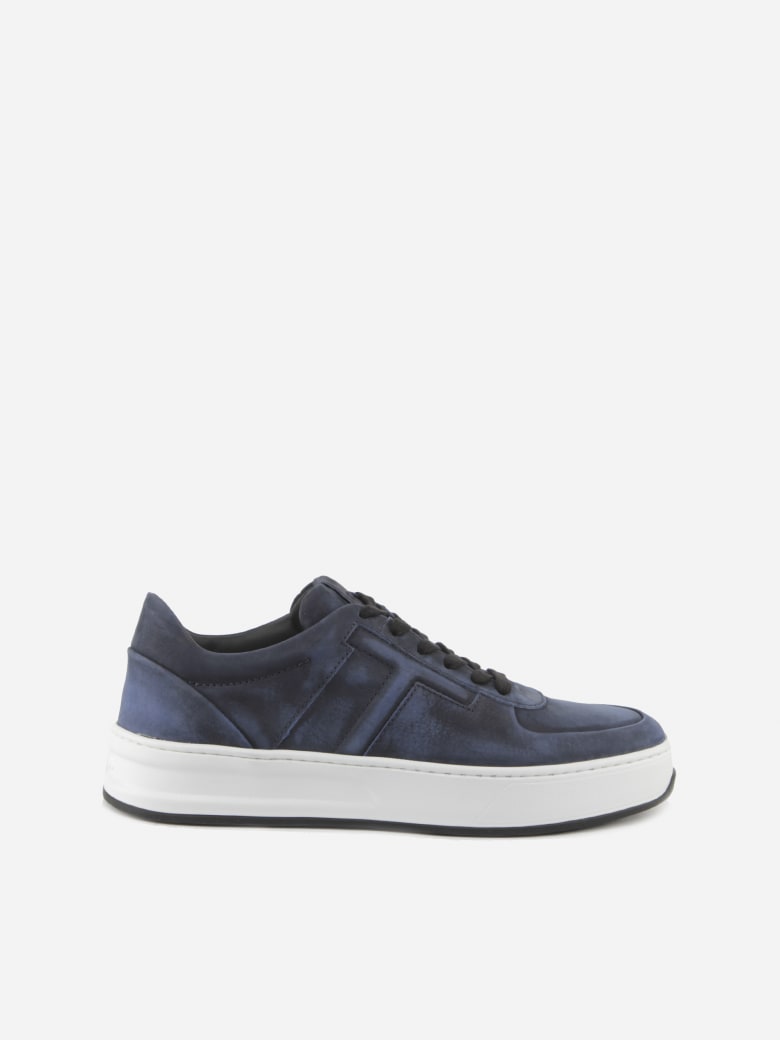 Tod's Blue Nabuk Sneaker In Suede - Dark blue