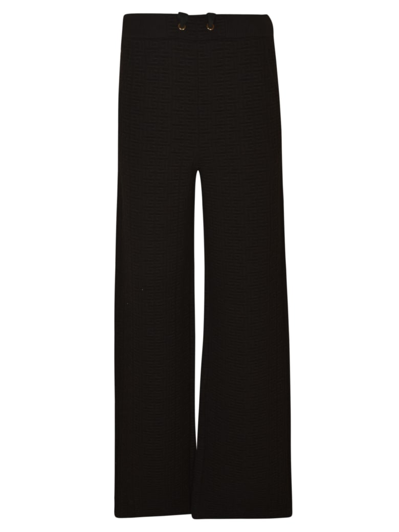 Balmain Embossed Logo Straight Leg Trousers - Black