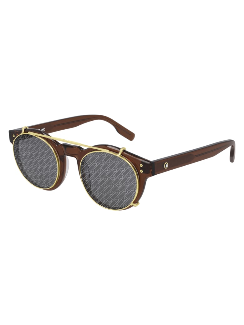 Montblanc MB0123S Sunglasses - Brown Brown Silver