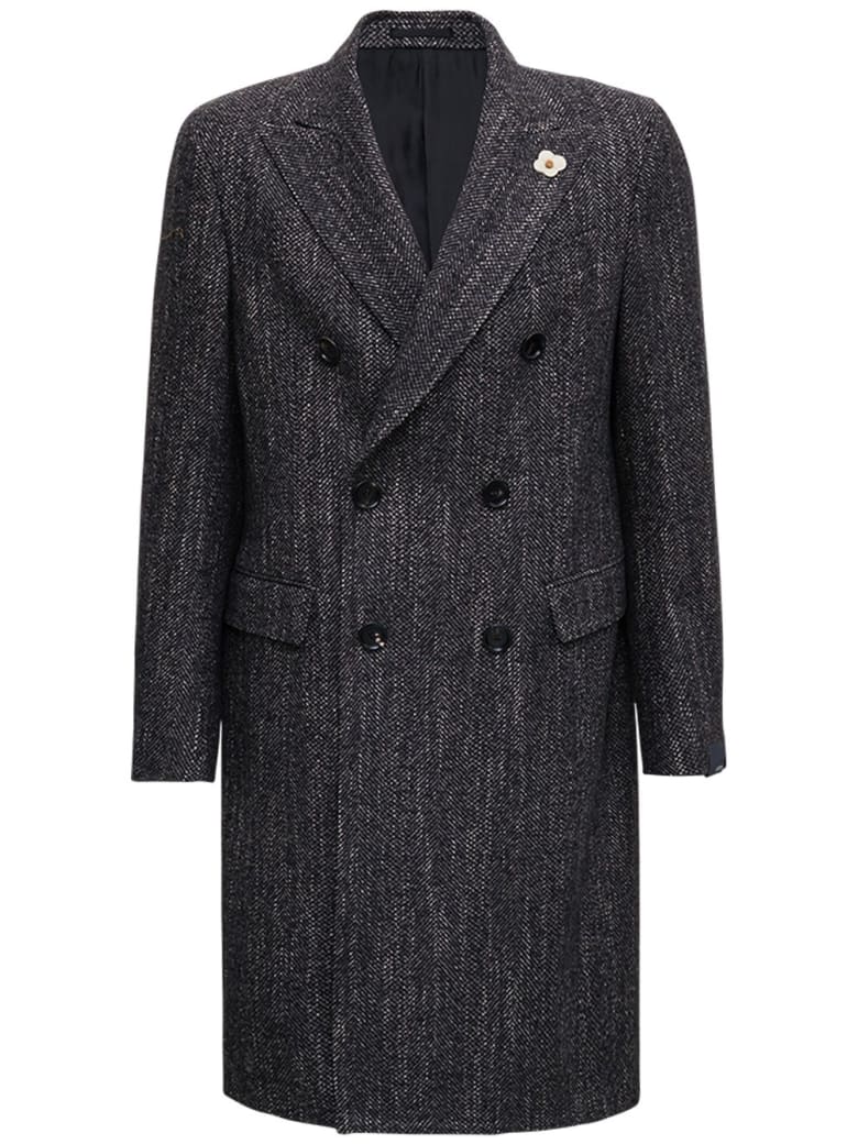Lardini Double-breasted Grey Wool Blend Coat - Grey