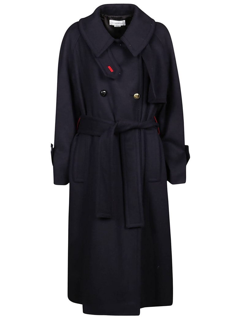 Victoria Beckham Funnel Collar Trench - Dark Navy