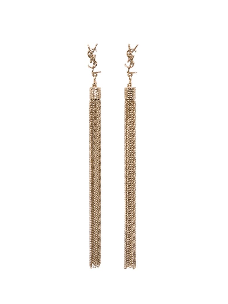 Saint Laurent Loulou Earrings In Golden Brass - Metallic