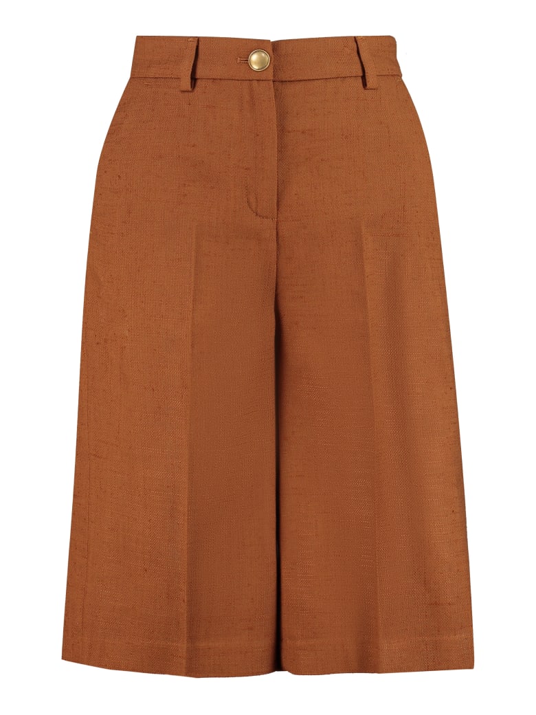 Pinko Ordinato Cotton Blend Bermuda Shorts - brown