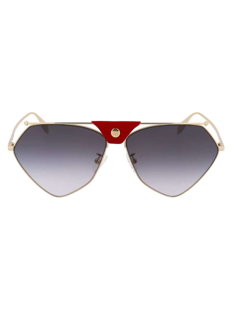 Alexander McQueen Am0317s Sunglasses - 004 GOLD GOLD GREY