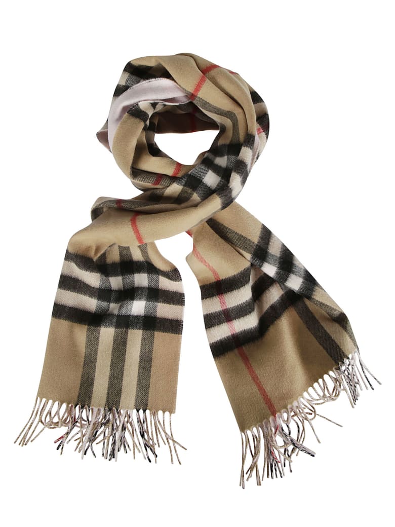 Burberry Giant Check Double Faced Cashmere Scarf - Frosted Pink