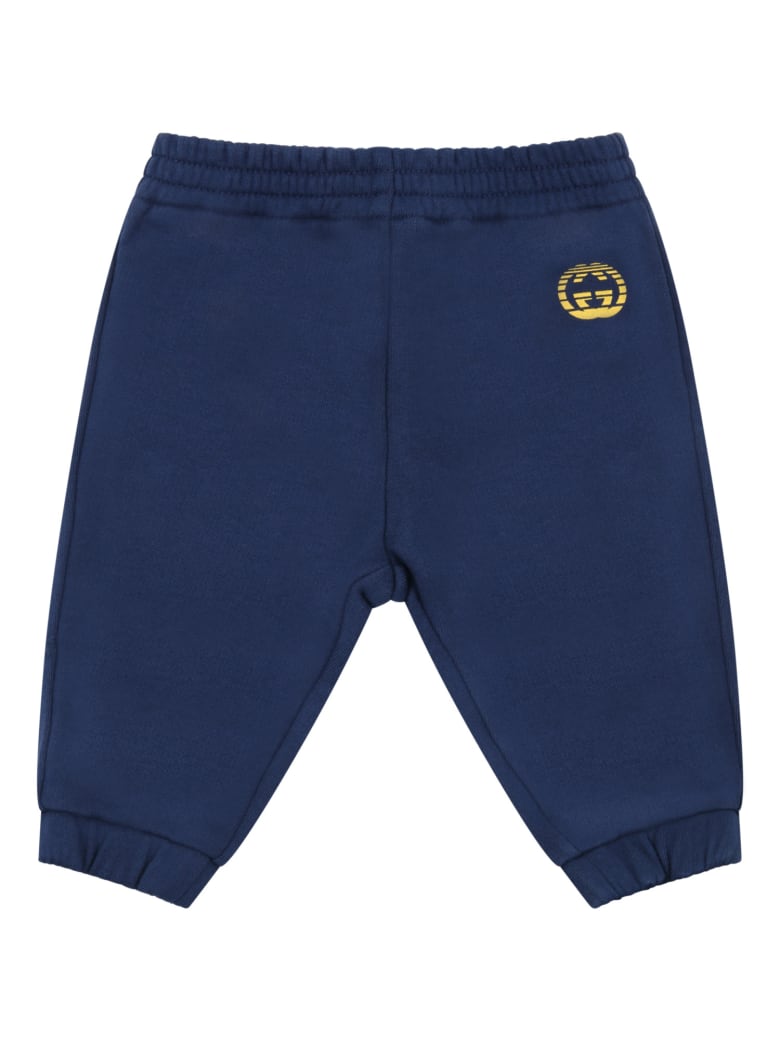 Gucci Blue Sweatpant For Babykids With Double Gg
