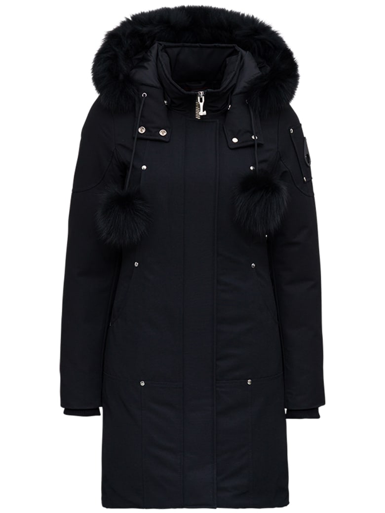 Moose Knuckles Stirling Parka Nylon And Cotton Long Down Jacket - Black