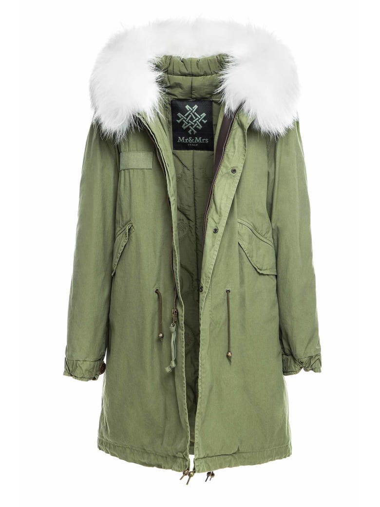 Mr & Mrs Italy Exclusive Fw20 Icon Parka: Army Jazzy Parka Raccoon Fur - WHITE
