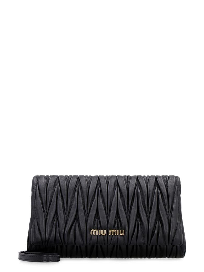 Miu Miu Quilted Leather Clutch - black