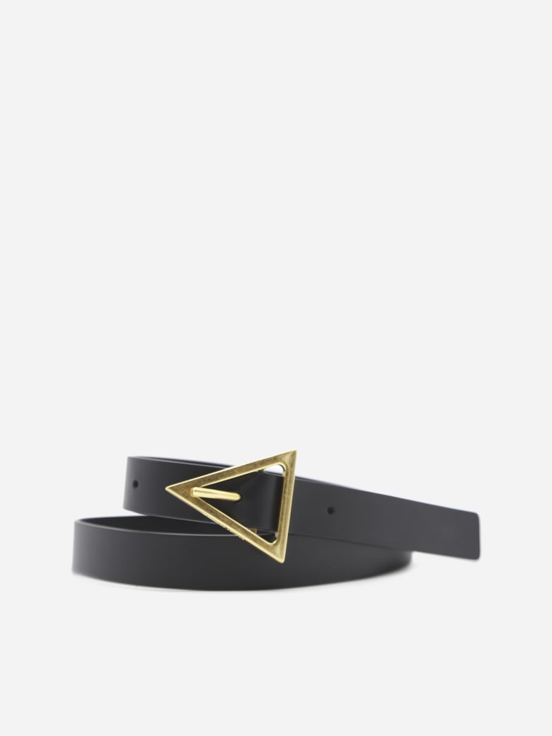 Bottega Veneta Leather Belt With Triangular Buckle - Black