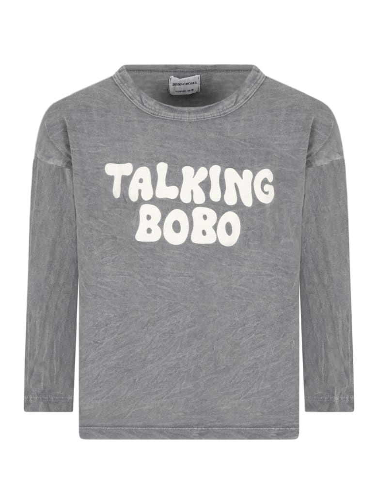 Bobo Choses Grey T-shirt For Kids With Logo - Grey