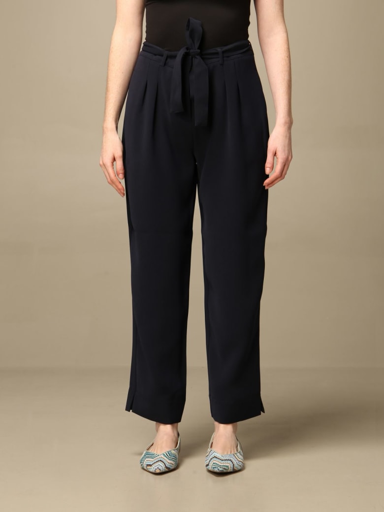 Armani Collezioni Armani Exchange Pants Armani Exchange Wide Trousers With Belt - Blue