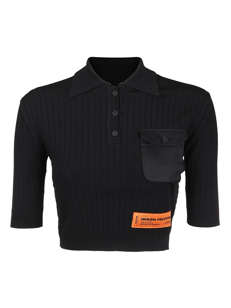 HERON PRESTON Polo Crop Pocket - Black