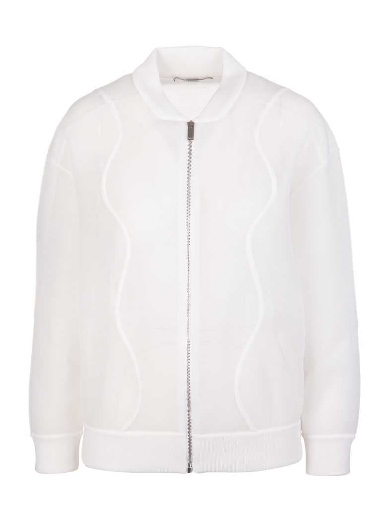 Stella McCartney Woman White Mesh Bomber Jacket - Pure white