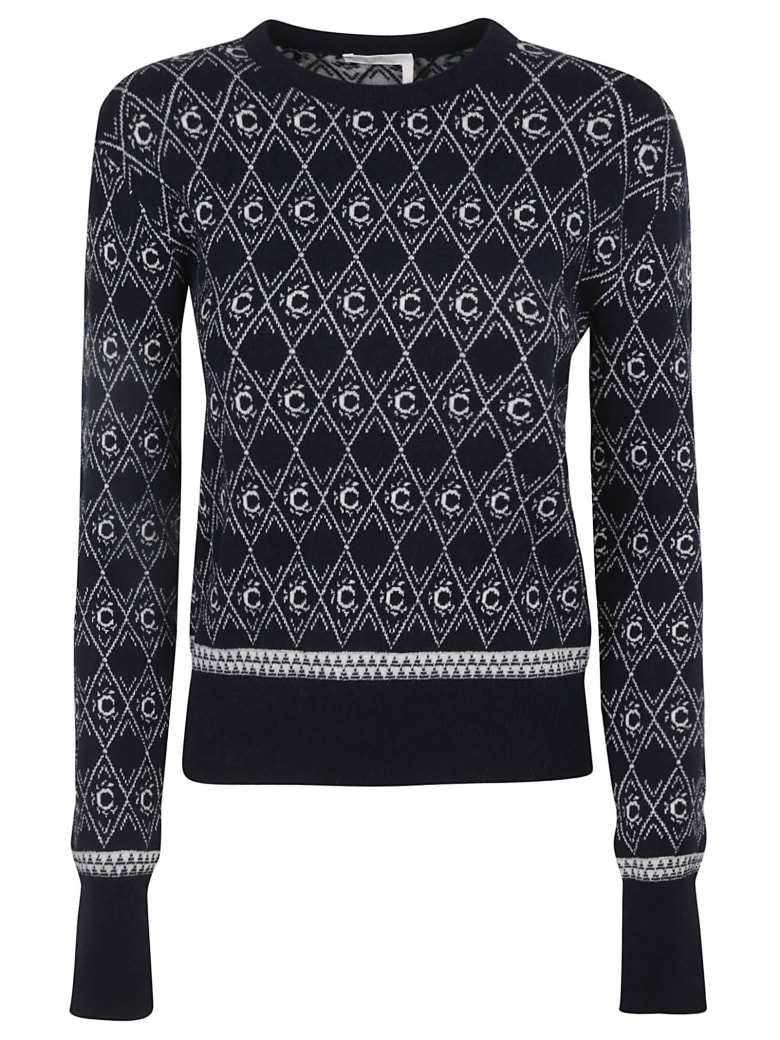 Chloé All-over Logo Ribbed Sweater - Navy