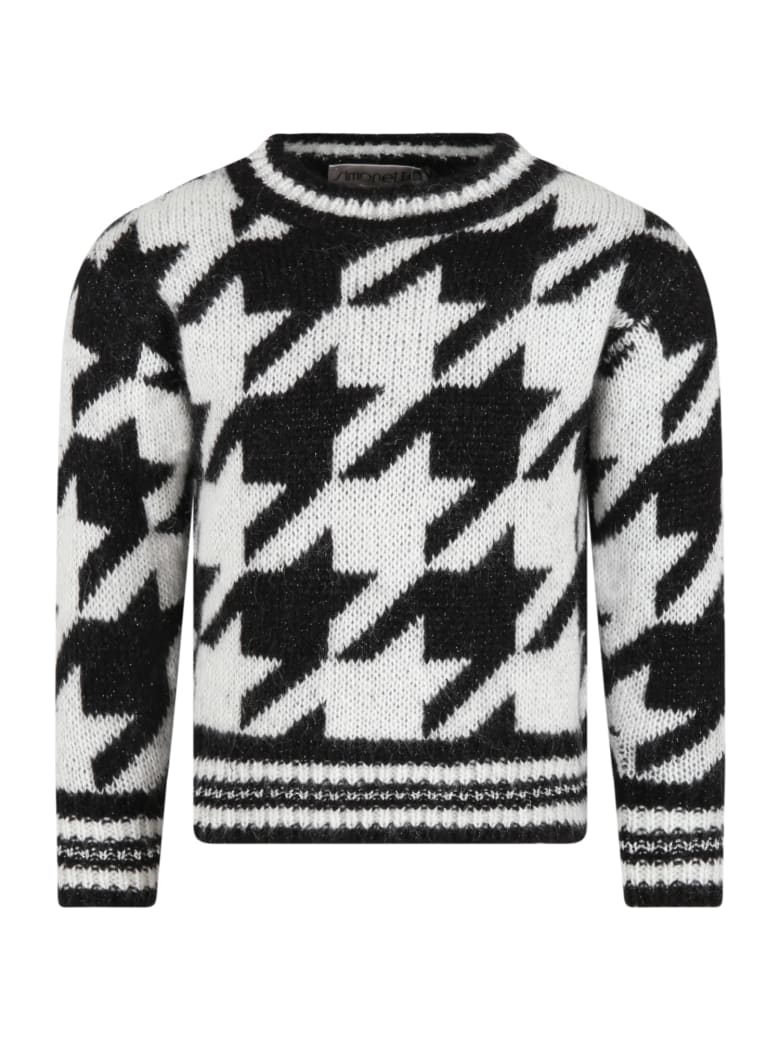 Simonetta Multicolor Sweater For Girl - Black
