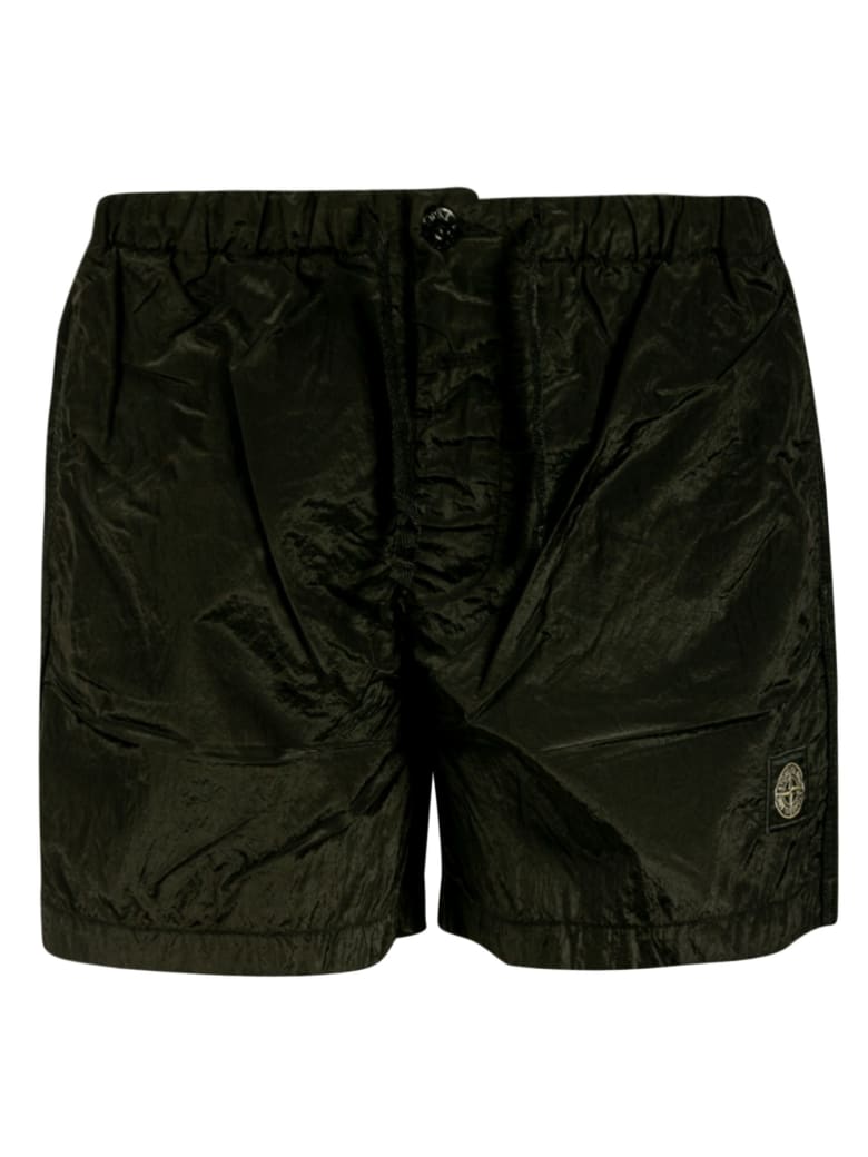 Stone Island Logo Patch Drawstring Boxer Shorts - Dark Green