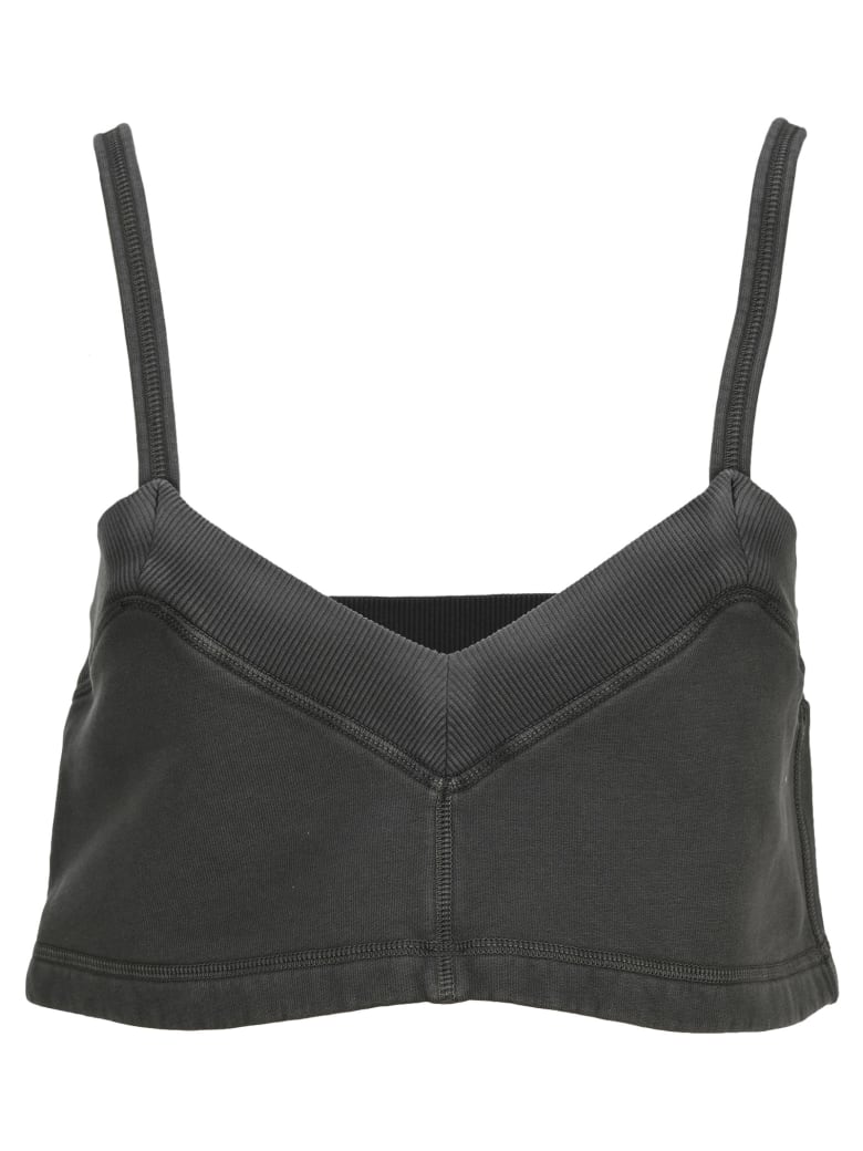 Miu Miu Garment-dyed Fleece Top - IRON GREY