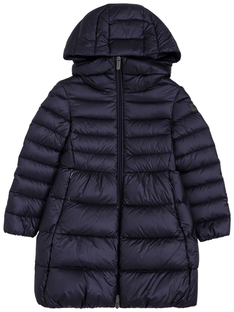 Il Gufo Long Quilted Blue Nylon Down Jacket - Blu