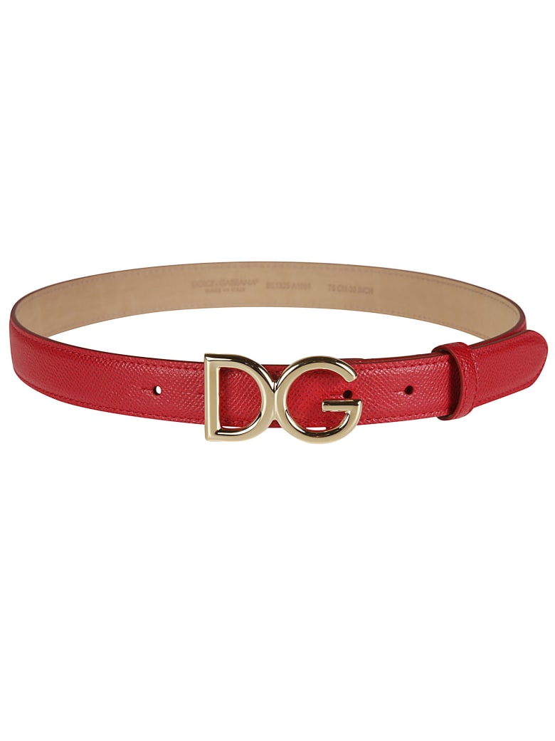 Dolce & Gabbana Logo Buckle Belt - Red