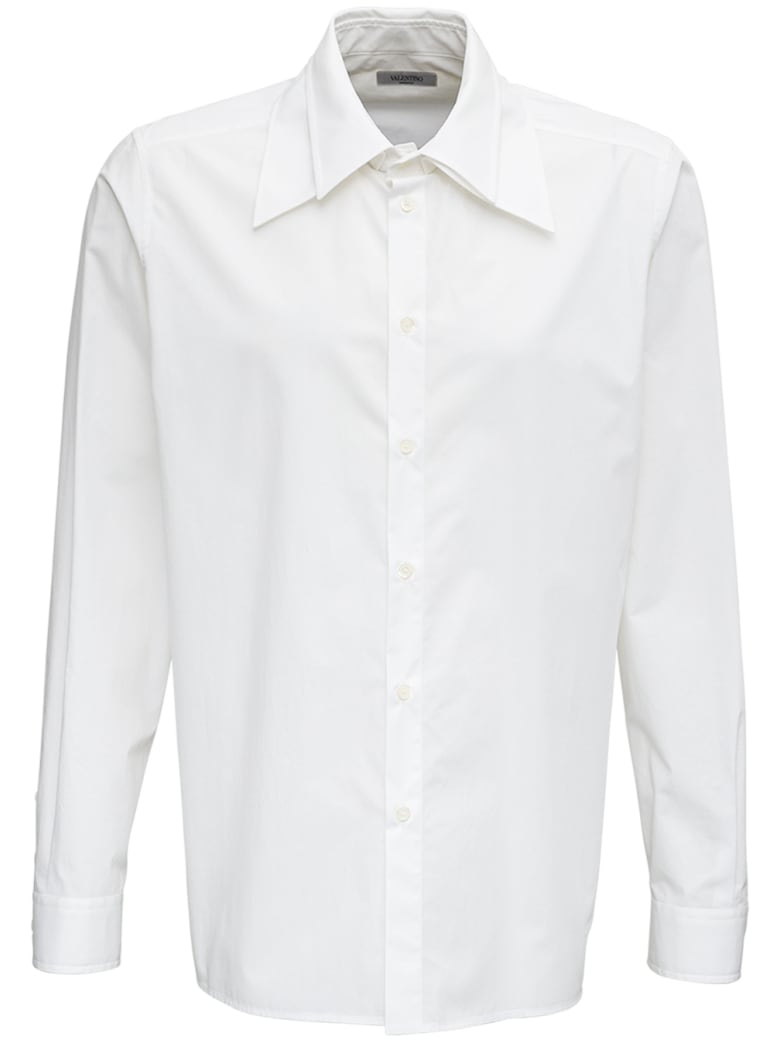 Valentino White Cotton Poplin Shirt - White