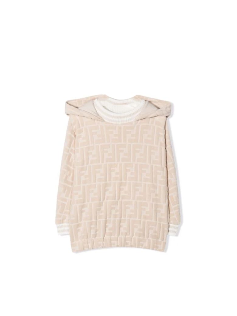 Fendi Newborn Sweatshirt With Ff Logo - Begie