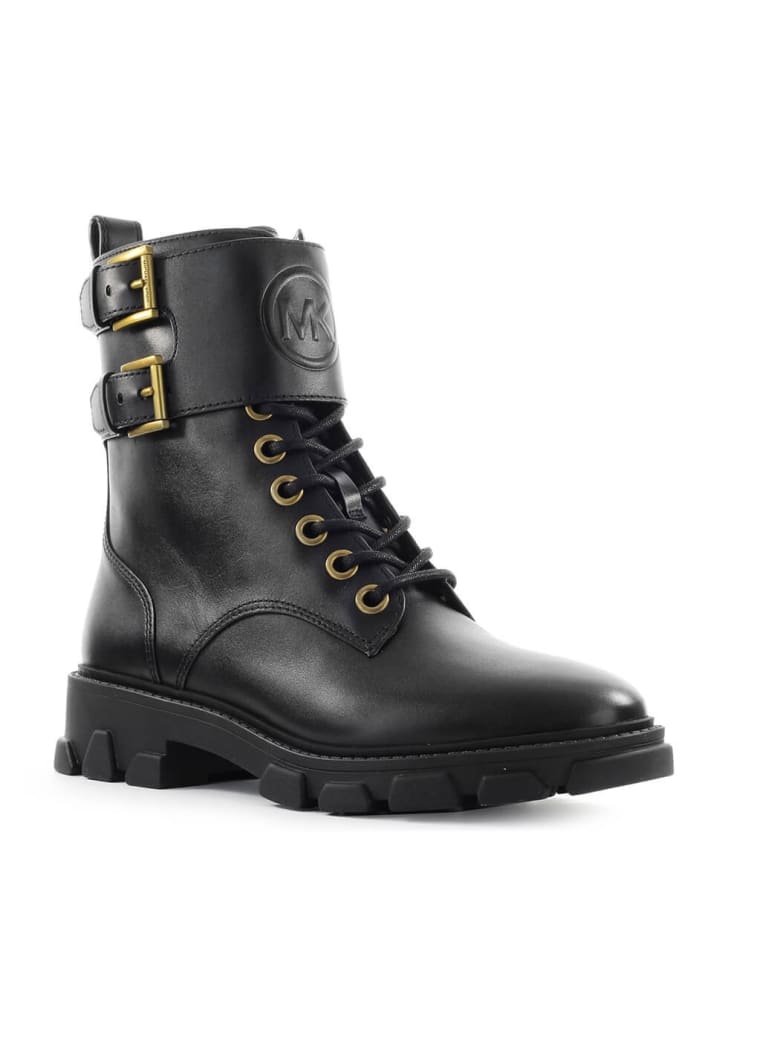 Michael Kors Ridley Black Leather Combat Boot | italist