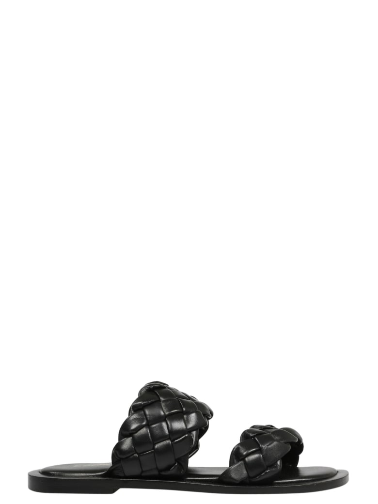 Coral Blue Double Band Sandals - Black