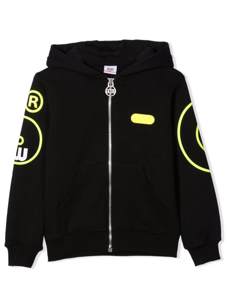 GCDS Mini Black Cotton Hoodie - Nero