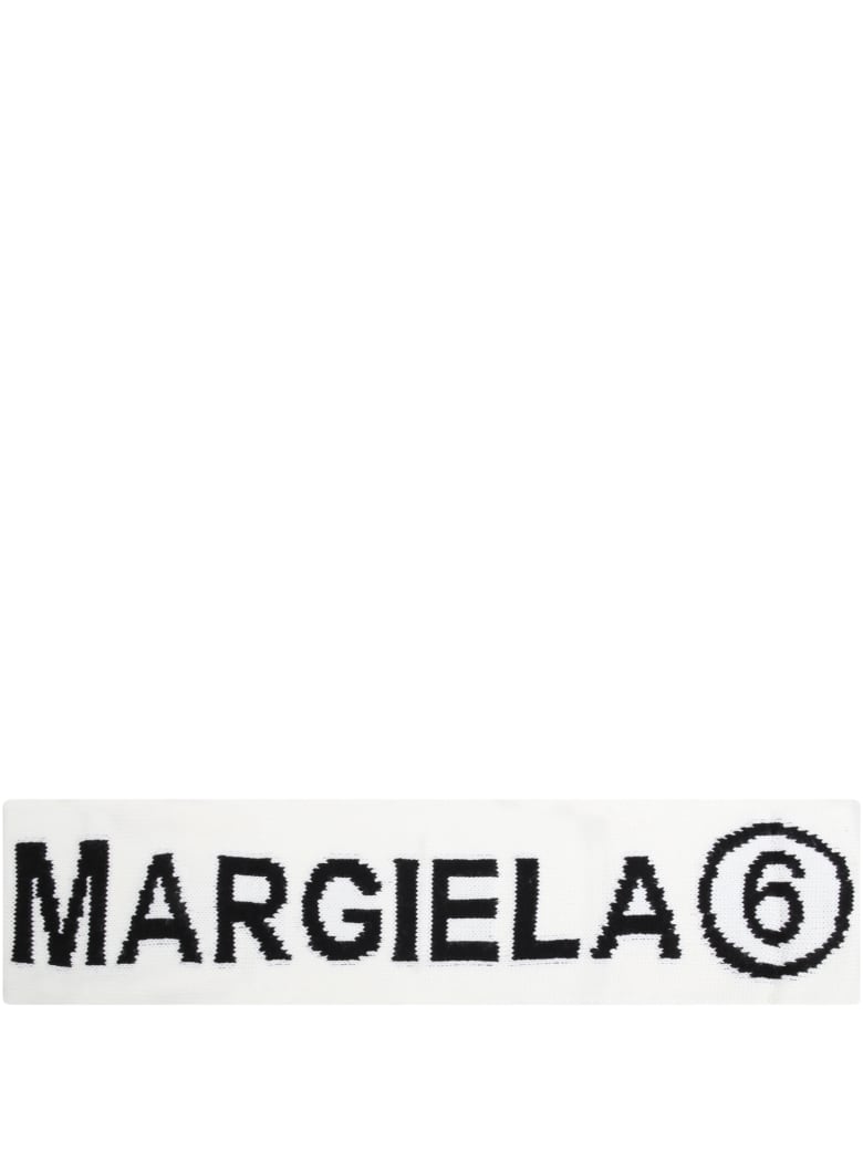 MM6 Maison Margiela Ivory Scarf For Kids With Logo - Ivory