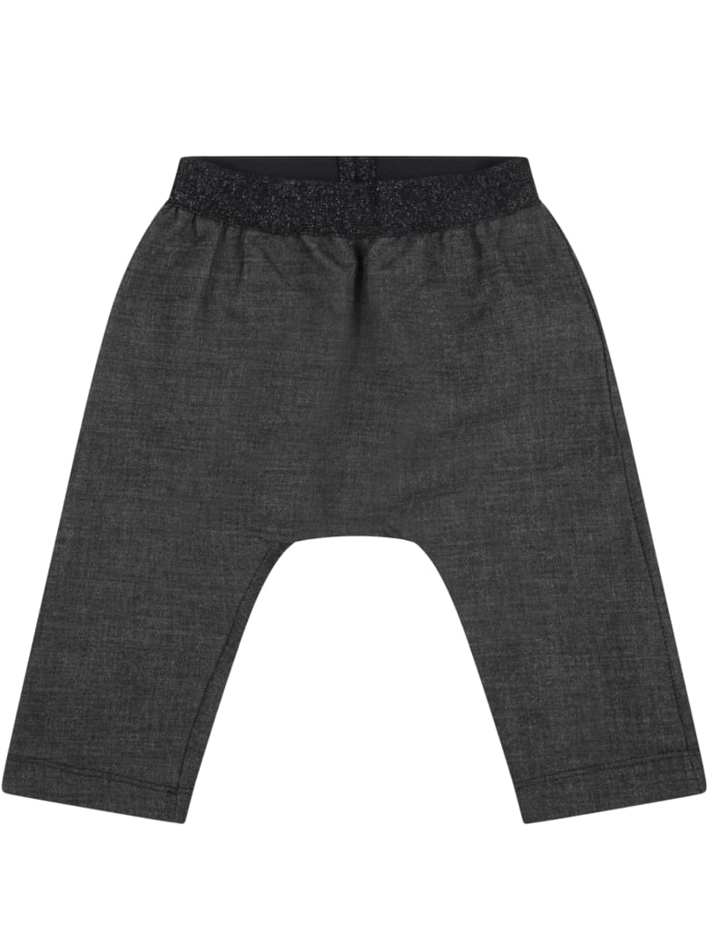 Caffe' d'Orzo Gray "demi-baby" Trousers For Baby Girl With Lurex Details - Grey