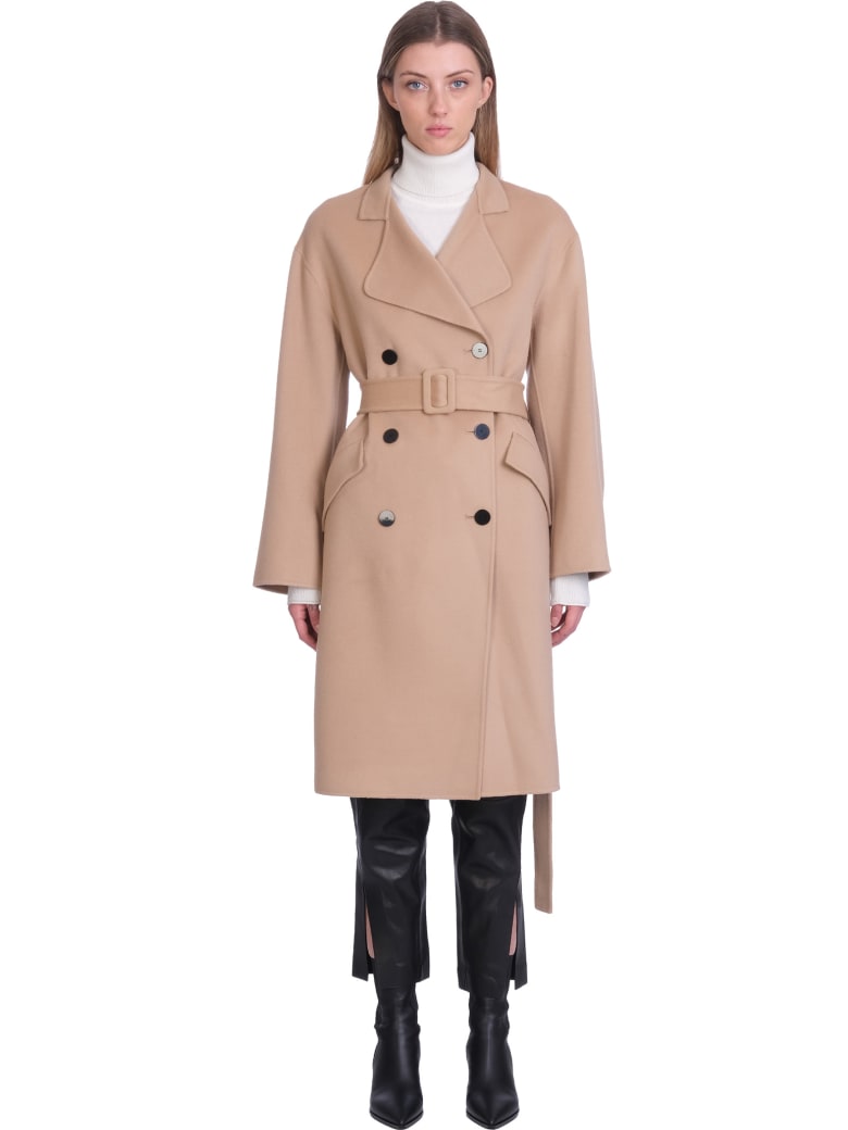 theory coat camel
